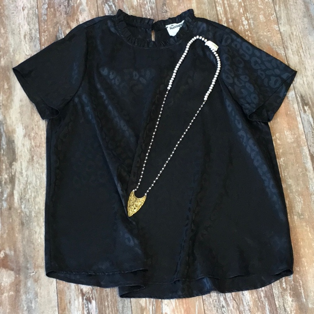 Plus Size Black Ghost Leopard Print Blouse